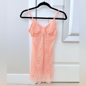 Floral Lace and Mesh Babydoll Chemise (Size M)